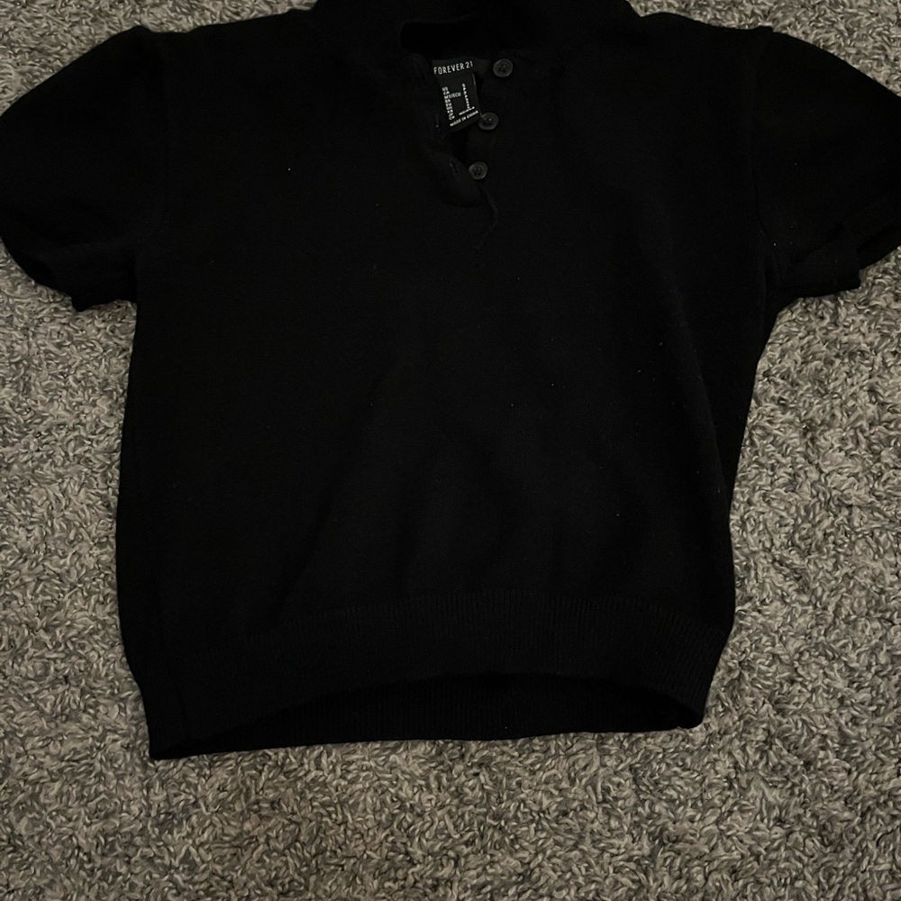 Forever 21 Black polo women’s crop top